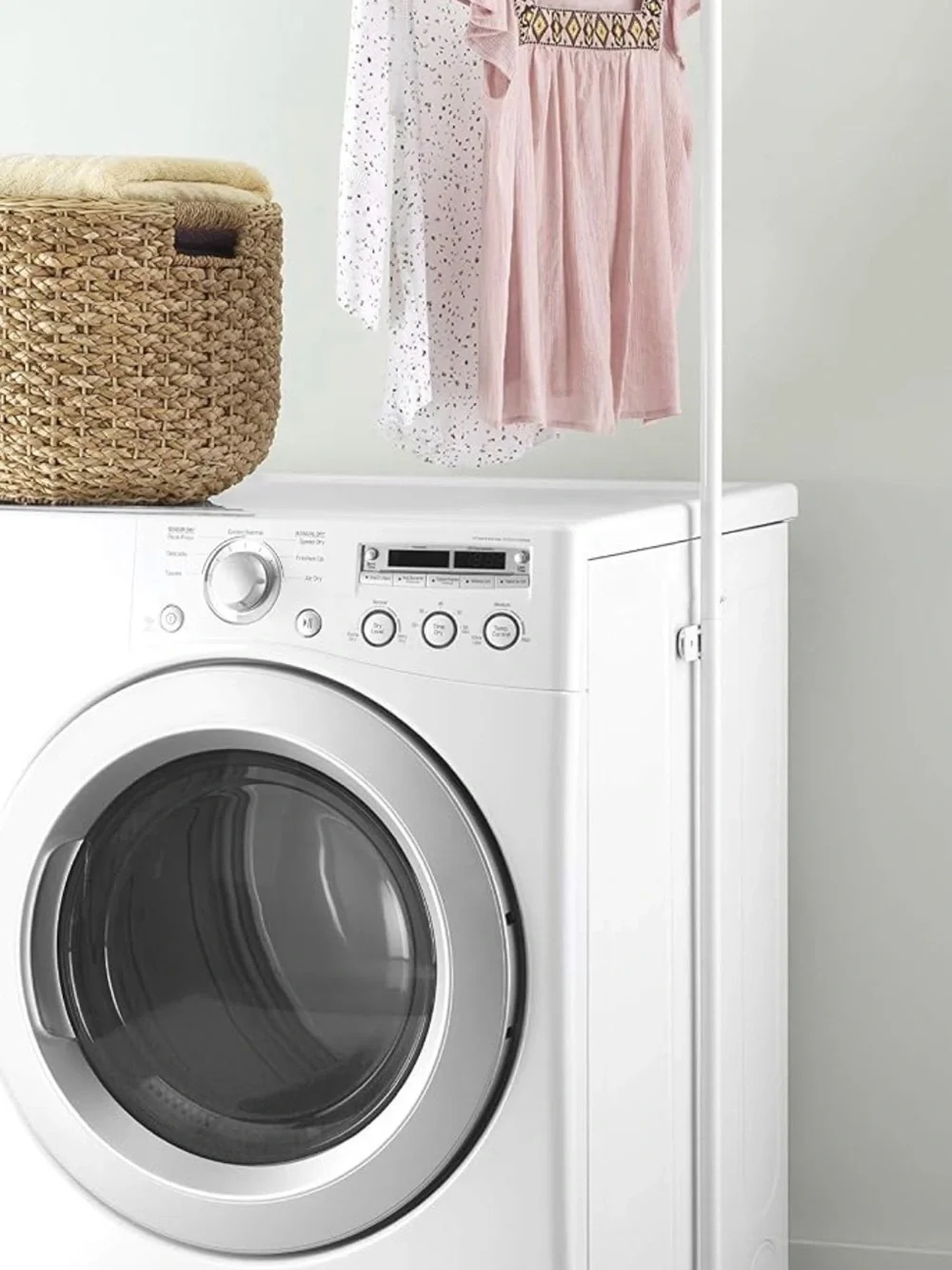 Laundry Pedestal with Hanging Rod - White